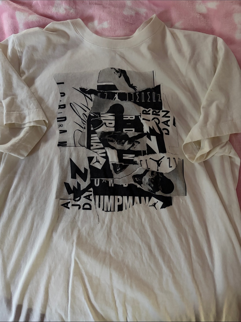 Jordan White Short-Sleeve Graphic Tee with Black Print